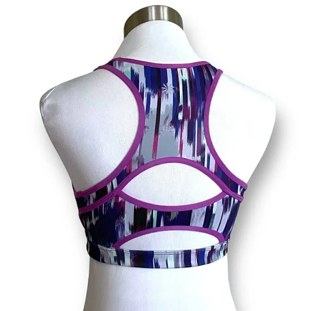 Athleta Womens Ultimate Ease Sports Bra XS Purple Gray Racerback Yoga Workout